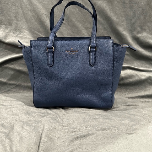 Kate Spade Blue Leather Handbag - Small Square Spacious - Picture 2 of 9